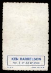 1969 Topps Deckle Edge #3 Ken Harrelson Back Thumbnail