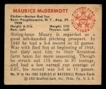 1950 Bowman #97 Mickey McDermott Back Thumbnail