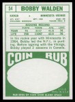 1968 Topps #54 Bobby Walden Back Thumbnail