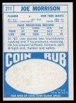 1968 Topps #211 Joe Morrison Back Thumbnail