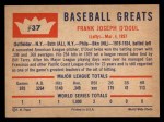 1960 Fleer #37 Lefty O'Doul Back Thumbnail
