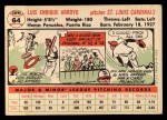 1956 Topps #64 Luis Arroyo Back Thumbnail