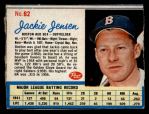 1962 Post Cereal #62 Jackie Jensen Front Thumbnail