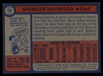 1974 Topps #70 Spencer Haywood Back Thumbnail