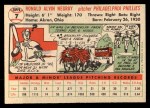 1956 Topps #7 Ron Negray Back Thumbnail
