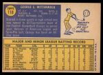 1970 Topps #118 George Mitterwald Back Thumbnail