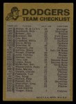 1974 Topps Red Team Checklists #12 Dodgers Team Checklist Back Thumbnail