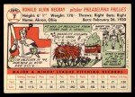 1956 Topps #7 Ron Negray Back Thumbnail