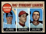 1968 Topps #12 AL Strikeout Leaders - Dean Chance / Jim Lonborg / Sam McDowell Front Thumbnail