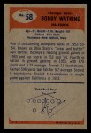 1955 Bowman #58 Bobby Watkins Back Thumbnail