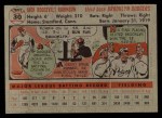 1956 Topps #30 Jackie Robinson Back Thumbnail
