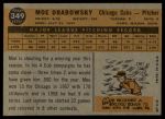 1960 Topps #349 Moe Drabowsky Back Thumbnail