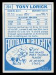 1968 Topps #204 Tony Lorick Back Thumbnail