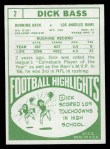 1968 Topps #2 Dick Bass Back Thumbnail