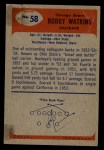 1955 Bowman #58 Bobby Watkins Back Thumbnail