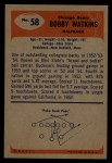 1955 Bowman #58 Bobby Watkins Back Thumbnail