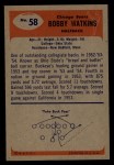 1955 Bowman #58 Bobby Watkins Back Thumbnail