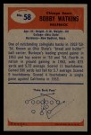 1955 Bowman #58 Bobby Watkins Back Thumbnail