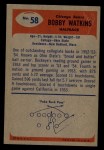 1955 Bowman #58 Bobby Watkins Back Thumbnail