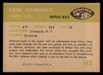 1961 Fleer #143 Gene Grabosky Back Thumbnail