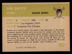 1961 Fleer #192 Jim Smith Back Thumbnail