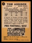 1967 Topps #5 Tom Addison Back Thumbnail