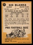 1967 Topps #51 Sid Blanks Back Thumbnail