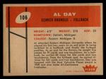 1960 Fleer #106 Al Day Back Thumbnail