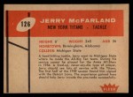 1960 Fleer #126 Jerry McFarland Back Thumbnail