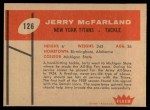 1960 Fleer #126 Jerry McFarland Back Thumbnail