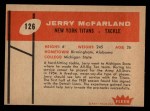 1960 Fleer #126 Jerry McFarland Back Thumbnail