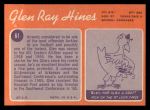 1970 Topps #61 Glen Ray Hines Back Thumbnail