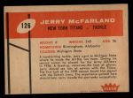1960 Fleer #126 Jerry McFarland Back Thumbnail