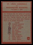 1965 Philadelphia #168 St. Louis Cardinals - Wally Lemm Back Thumbnail