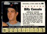 1961 Post Cereal #100 BOX Billy Consolo Front Thumbnail