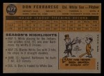 1960 Topps #477 Don Ferrarese Back Thumbnail