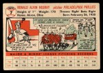 1956 Topps #7 Ron Negray Back Thumbnail