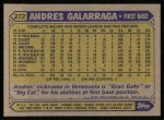 1987 Topps #272 Andres Galarraga Back Thumbnail