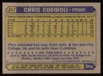1987 Topps #217 Chris Codiroli Back Thumbnail
