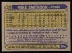 1987 Topps #225 Mike Smithson Back Thumbnail