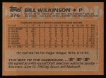 1988 Topps #376 Bill Wilkinson Back Thumbnail