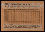 1988 Topps #118 Bob Welch Back Thumbnail