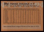 1988 Topps #177 Frank Tanana Back Thumbnail