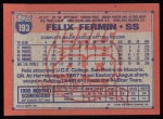 1991 Topps #193 Felix Fermin Back Thumbnail