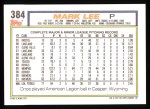 1992 Topps #384 Mark Lee Back Thumbnail