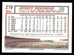 1992 Topps #219 Jerry Browne Back Thumbnail