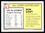 1992 Topps #391 All-Star - Ron Gant Back Thumbnail