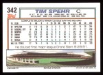1992 Topps #342 Tim Spehr Back Thumbnail