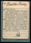 1964 Topps Beatles Diary #47 A Ringo Starr Back Thumbnail