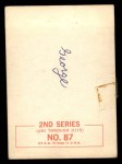 1964 Topps Beatles Black and White #87 George Harrison Back Thumbnail